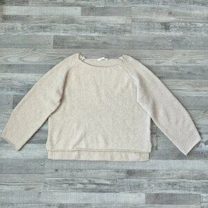 Mustard Seed Light Beige Lightweight Sweater Size Medium Hi Low Hem H50